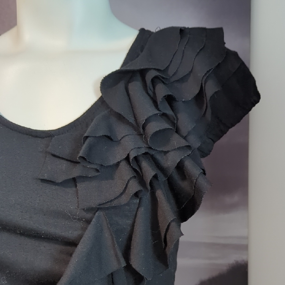 Chic Black Ruffle Sleeve Top - Picture 4 of 8